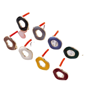 Boucles d'oreilles rondes irrégulières en émail et alliage doré en 8 couleurs