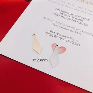 Minimalist 8x23mm rhombus metal charms in gold and silver for DIY jewelry making