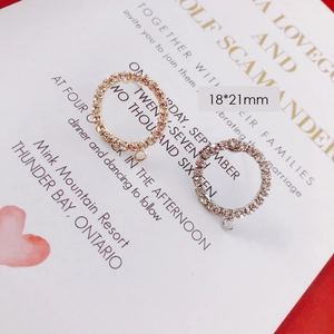 Elegant gold and silver pavé rhinestone circle charms for DIY earring making, 18x21mm