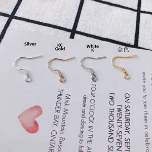 Detail of S925 stamped DIY earring hooks in silver, gold, KC gold and white K finishes