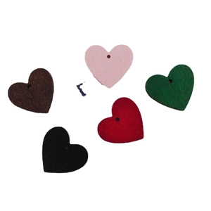 DIY colorful wooden heart charms with pre-drilled holes for jewelry making crafts