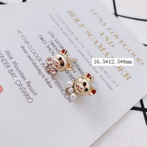 DIY gold bear charm with pearls and rhinestones for earring jewelry making