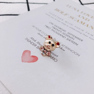 Cute golden bear pendant with sparkling rhinestones for DIY earring jewelry making