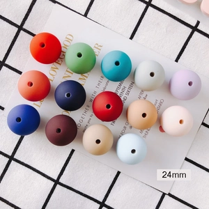 DIY colorful 24mm round silicone beads for handmade earrings and jewelry making