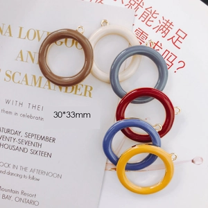 DIY Bunte runde Emaille-Anhänger mit Goldösen für handgefertigten Schmuck, Größe 30x33mm