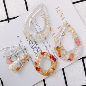Ciondoli in Resina Vintage Fatti a Mano Resina Epossidica Trasparente Foglia Oro Argento Fiori Secchi Künstliche Perle Per Gioielli Fai Da Te