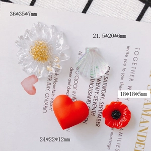 DIY acrylic flower heart and shell charms with gold foil for jewelry making