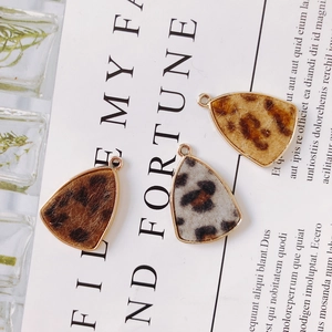 Leopard Print Artificial Fur Triangle Alloy Pendants DIY Jewelry Accessories Findings For Earrings Necklace Making Fashion Charm