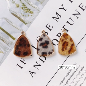 Triangle leopard print alloy charms in three colors for DIY jewelry making 20x30mm