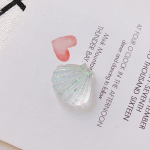 Iridescent seashell acrylic pendant with holographic finish for DIY jewelry crafting