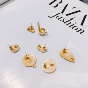 Set of 6 matte gold DIY earring connectors in various geometric shapes for jewelry making