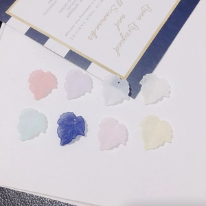 Set of 8 colorful frosted resin maple leaf pendants with detailed vein texture for DIY jewelry