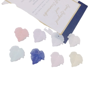 Set of 8 colorful matte maple leaf resin charms in pastel macaron tones for DIY jewelry