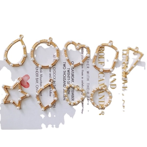 Set of 9 DIY geometric gold-plated alloy pendants with faux pearls for jewelry making