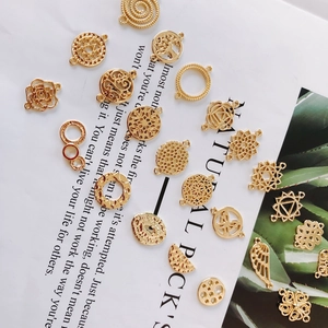 DIY gold alloy pendants set with tree of life and lotus designs for jewelry making