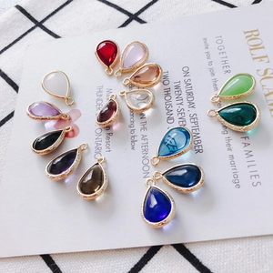 Pendentifs en cristal goutte en 14 couleurs avec bord doré pour création de bijoux