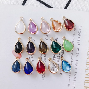 Lot de quinze pendentifs en cristal goutte d'eau à bord doré pour la création de bijoux