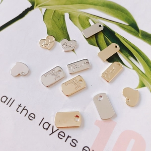 Colgantes de corazón y rectángulo en aleación oro y plata para joyería DIY y grabado