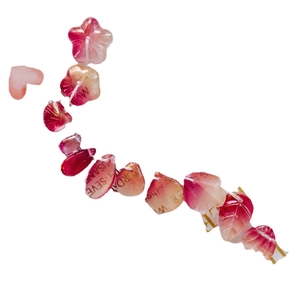 Pink and red crystal glass beads in flower, heart and leaf shapes for DIY jewelry making