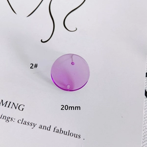 Detailed view of 20mm purple translucent resin flat round earring accessory for DIY jewelry