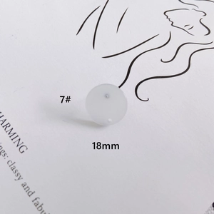 Macro detail of 18mm round matte white earring stud with minimalist DIY design