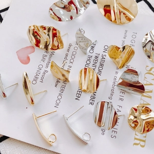 Irregular Geometric Alloy Stud Earring Findings With 925 Sterling Silver Earring Post DIY Jewelry Making Accessories For Women