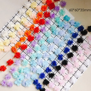Colorful 3D chiffon floral accessories in 60x60mm size for DIY handmade clothing decor
