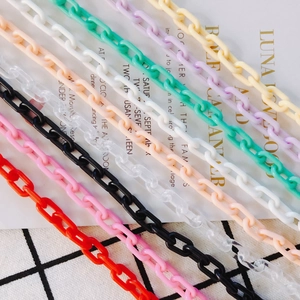 Close-up of colorful acrylic chain links for DIY necklaces and jewelry accessories