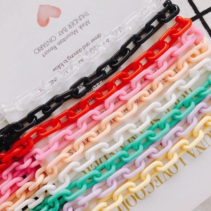 Macro shot of colorful acrylic chain links for DIY jewelry and bag accessory crafts