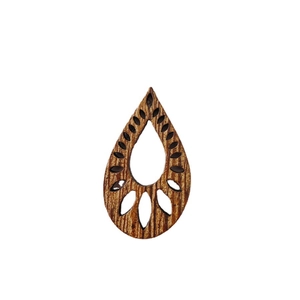 Minimalist teardrop wood earring pendants with intricate hollow geometric patterns