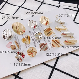 Irregular textured geometric S925 silver needle earrings in gold and silver finishes
