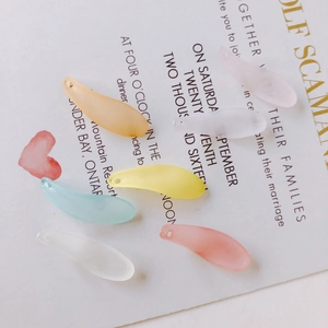 Frosted macaron leaf pendants for DIY jewelry making in assorted vibrant colors