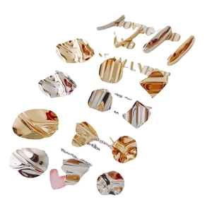 Assorted S925 silver irregular geometric earrings in gold and silver finish