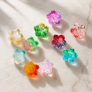 Colorful translucent five-petal flower glass beads for DIY jewelry and accessories