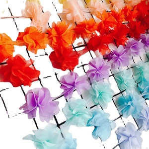 Rainbow DIY chiffon 3D flower lace trim for garment accessories and craft decoration