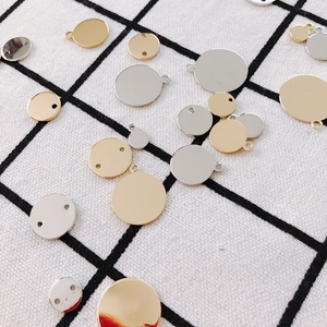 Polished gold and silver DIY jewelry metal pendants in single and double hole styles