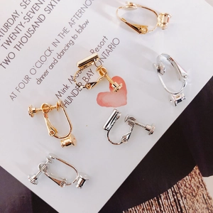 Adjustable gold and silver screw clip-on earring converters for non-pierced DIY jewelry