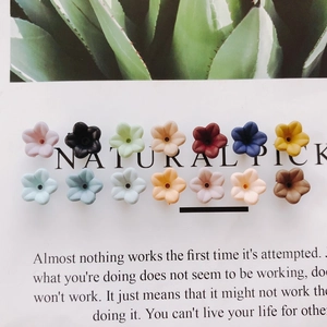 Nahaufnahme bunter matter Blumenperlen mit Mittelloch für DIY-Schmuckherstellung