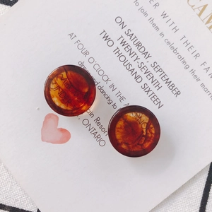 Minimalist amber tortoise shell acrylic round stud earrings for DIY jewelry making