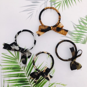 Set of 4 DIY leopard print bow pendants for jewelry and hair accessory making