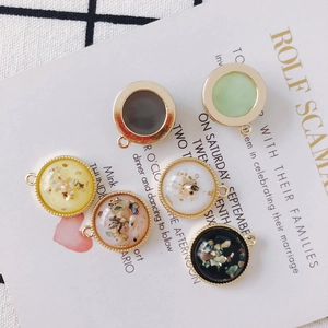 DIY round alloy charms in assorted resin and shell styles for earrings and necklaces