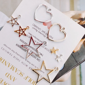 Minimalist geometric star and heart metal pendants for DIY earrings in gold and silver
