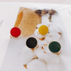 Minimalistische Runde Emaille Legierung Anhänger Für DIY Schmuckherstellung Perlen Goldener Rand Hängende Charms Bastelzubehör Deko