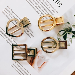 Barrettes à cheveux géométriques dorées en forme de cœur, rondes et carrées pour le DIY