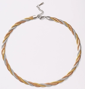 Collana a Catena a Serpente Intrecciata a Tre Fili Per Donna In Acciaio Inossidabile 304 Girocollo a Spina Di Pesce Gioielli