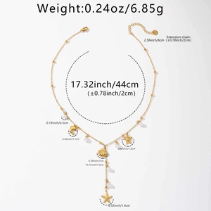 Spécifications détaillées de taille pour collier doré marin avec perles et coquillages