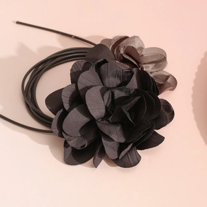 Elegant 3D Fabric Flower Choker Necklace For Women Vintage Satin Rose Floral Waist Chain Long Strap Accessory Jewelry