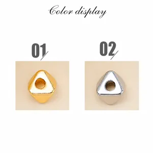 Detailed view of irregular metal spacer beads in gold and silver for DIY jewelry making