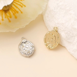 Mermaid relief pendant in gold and silver finish with shell and starfish for DIY jewelry
