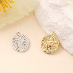 Vintage style metal lamp genie lady cameo pendant charms in gold and silver for jewelry DIY